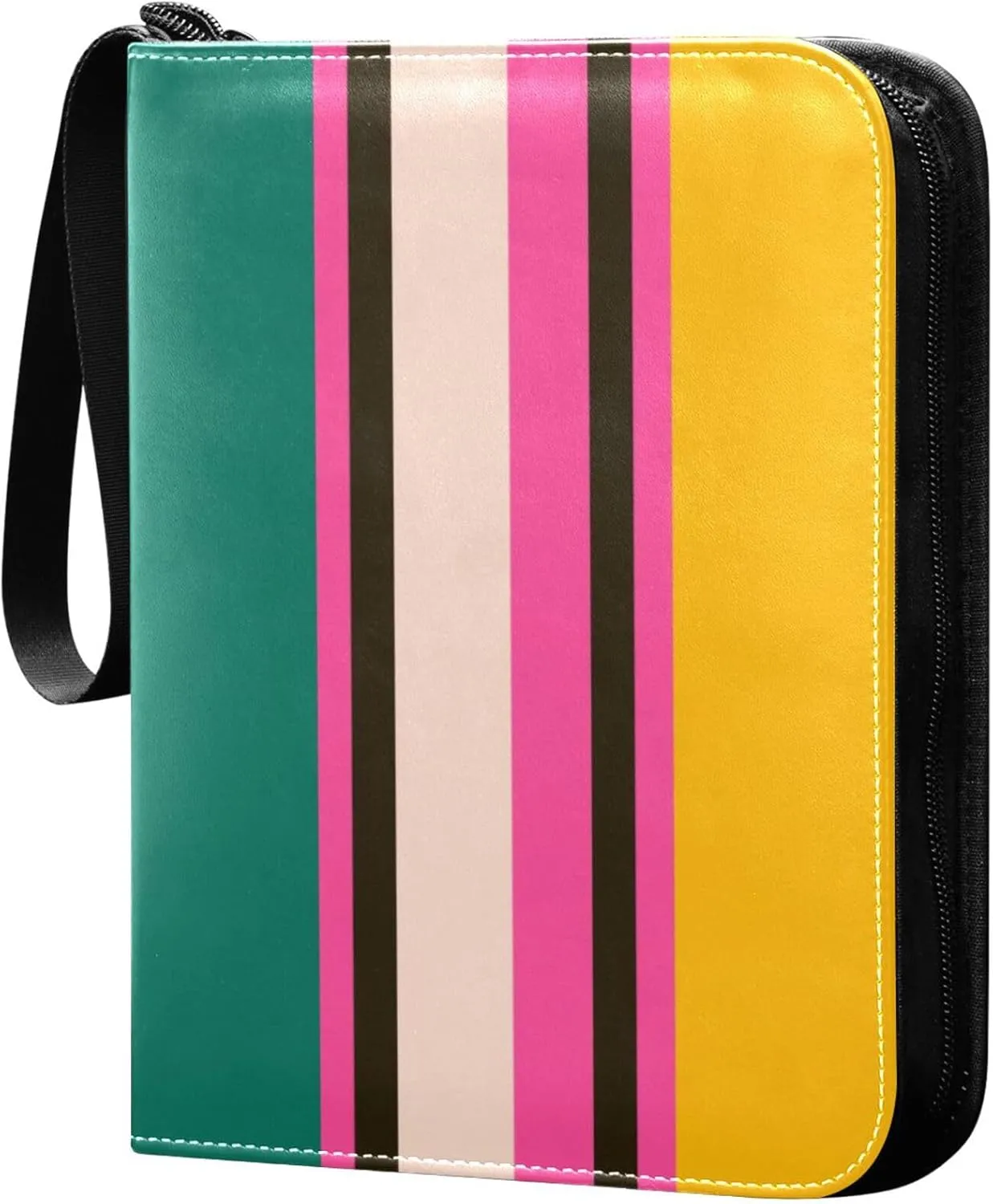 Exnundod 4 Pocket Trading Card Binder Bright Vertical Stripes PU Leather Card Collection Binder Colorful 400 Cards Organizer Binder Collectible Trading Card Albums for Sports Game Card