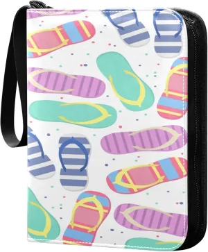 Exnundod 4 Pocket Trading Card Binder Flip Flops Colorful PU Leather Card Collection Binder Sports Card Binder 400 Cards Organizer Binder Collectible Trading Card Albums