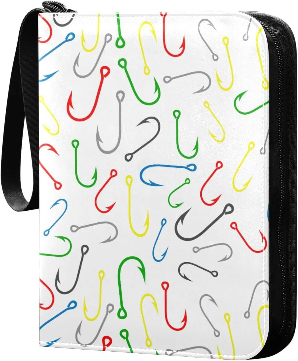Exnundod Colorful Fishing Steel Hook Trading Card Binder for Cards Card Album 4-Pockets 400 Cards Removable Sleeves PU Baseball Card Holder Football Sports Card Collection