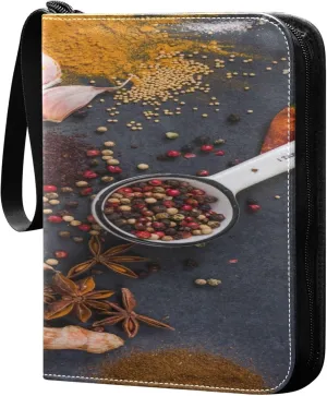 Exnundod Spices Colorful Trading Card Binder for Cards, Condiments Card Album 4-Pockets for 400 Cards with Removable Sleeves PU Baseball Card Holder Football Sports Card Collection