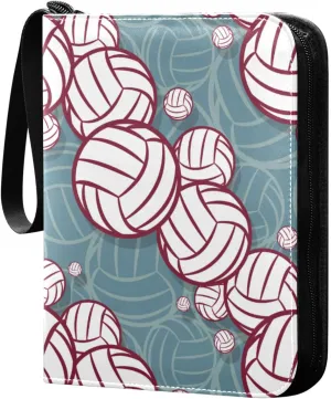 Exnundod Trading Card Binder for Cards Volleyball Ball Symbol Card Album 4-Pockets 400 Cards Removable Sleeves PU Baseball Card Holder Football Sports Card Collection