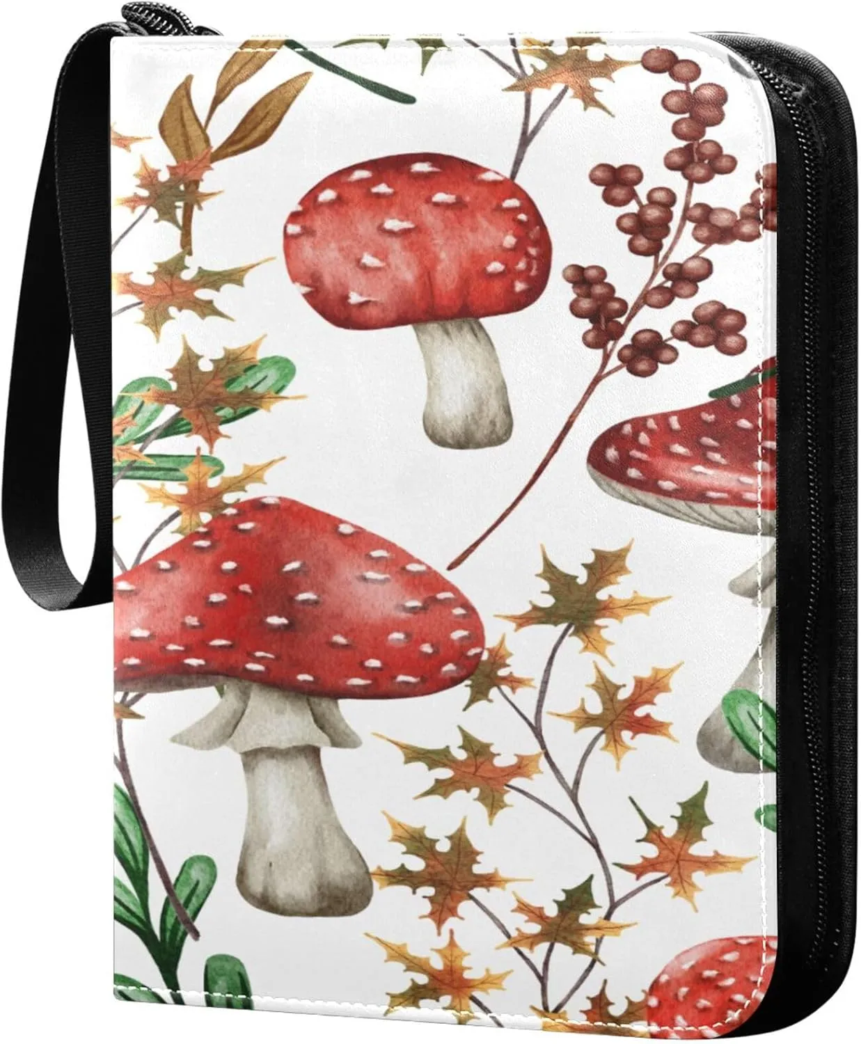 Exnundod Watercolor Seamless Pattern Nature Painting Trading Card Binder for Cards, Ethnic Card Album 4-Pockets for 400 Cards with Removable Sleeves PU Baseball Card Holder Football Sp