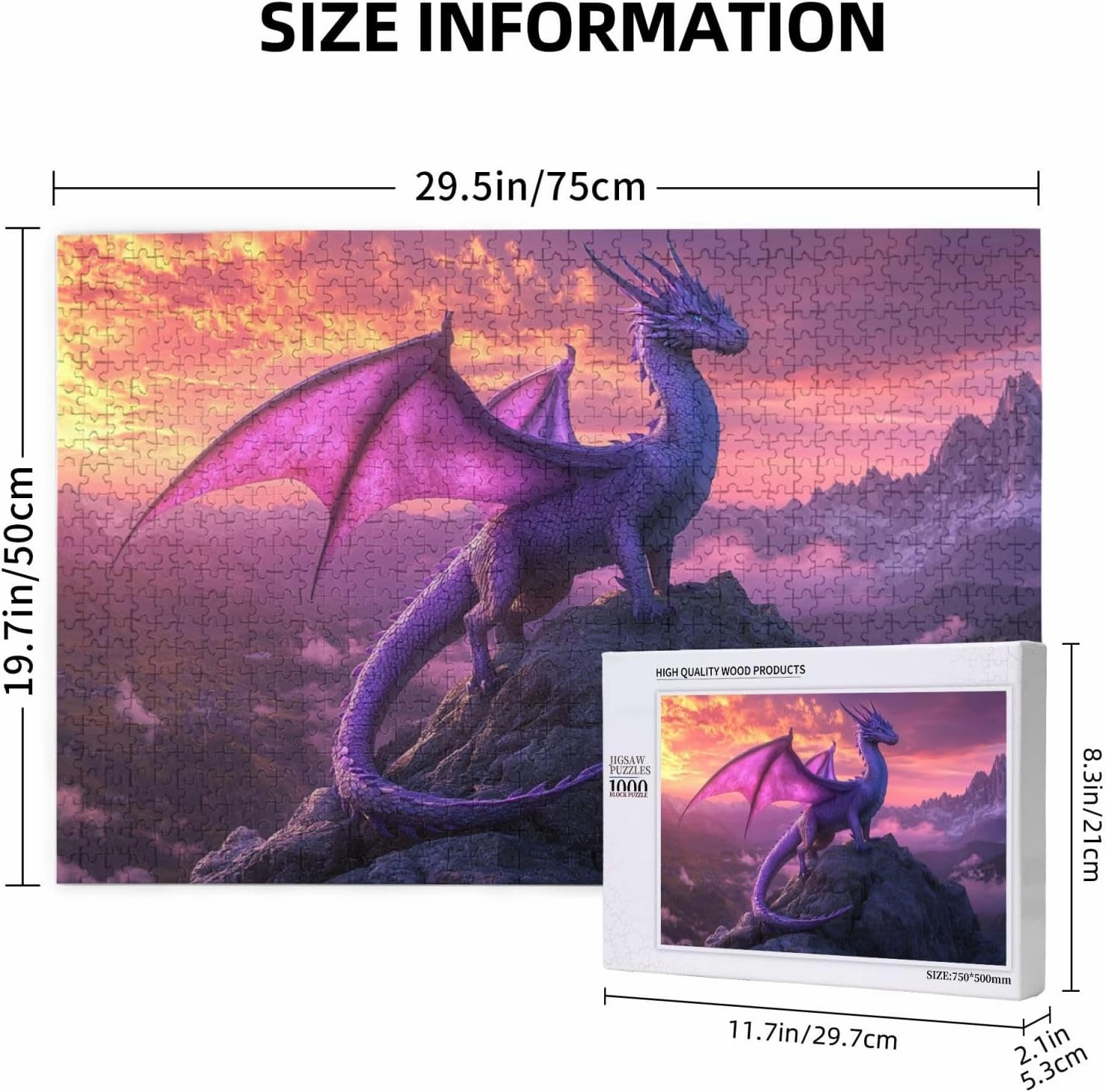 Exquisite Dragons 1000 Pieces of Adult Wooden Puzzle,Fantasy Art Animals,Alpine Scenery,Vibrant and Unique Design,Exercise Hands-On Ability and Thinking Patience,Wonderful Imagination