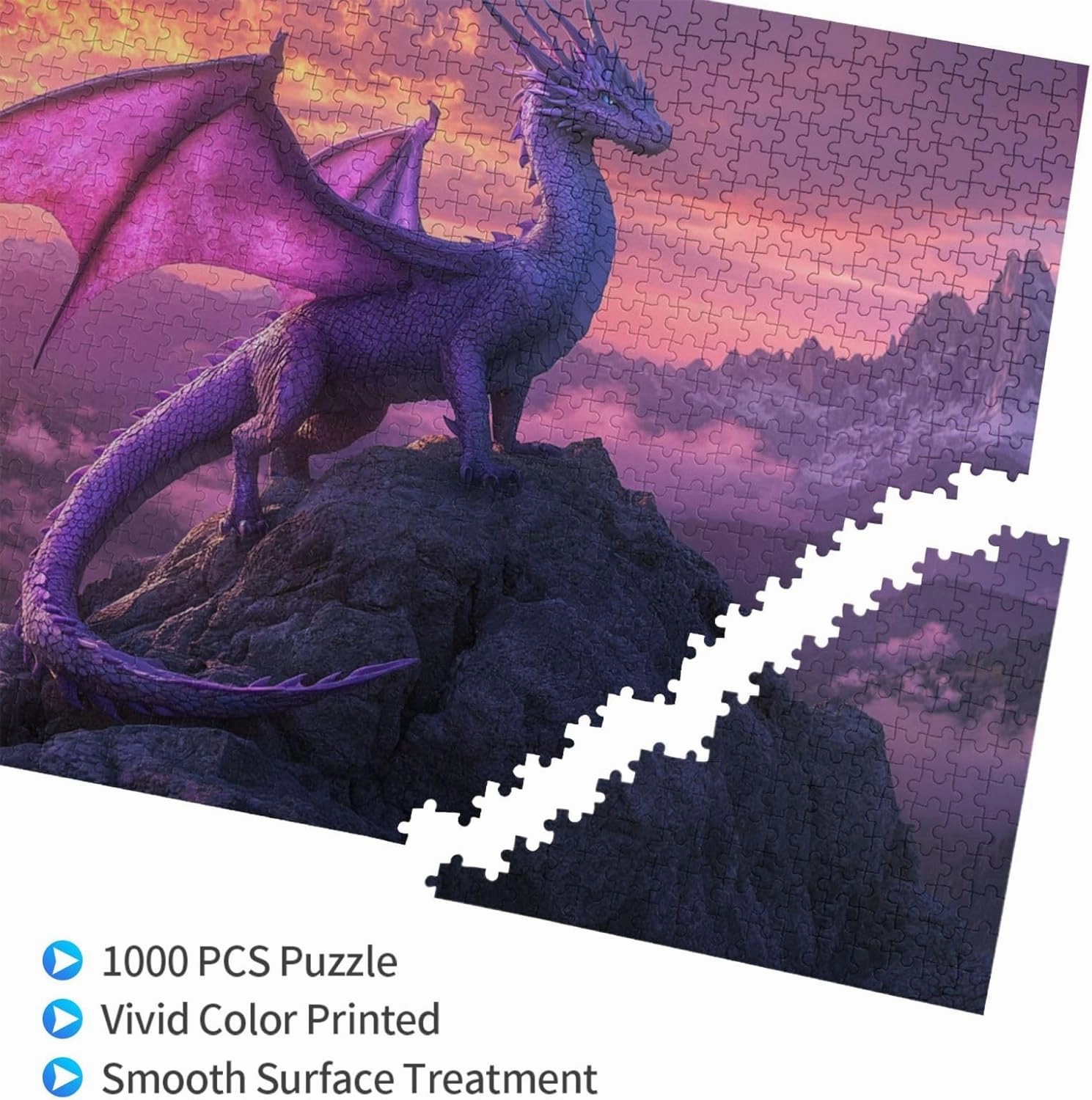 Exquisite Dragons 1000 Pieces of Adult Wooden Puzzle,Fantasy Art Animals,Alpine Scenery,Vibrant and Unique Design,Exercise Hands-On Ability and Thinking Patience,Wonderful Imagination