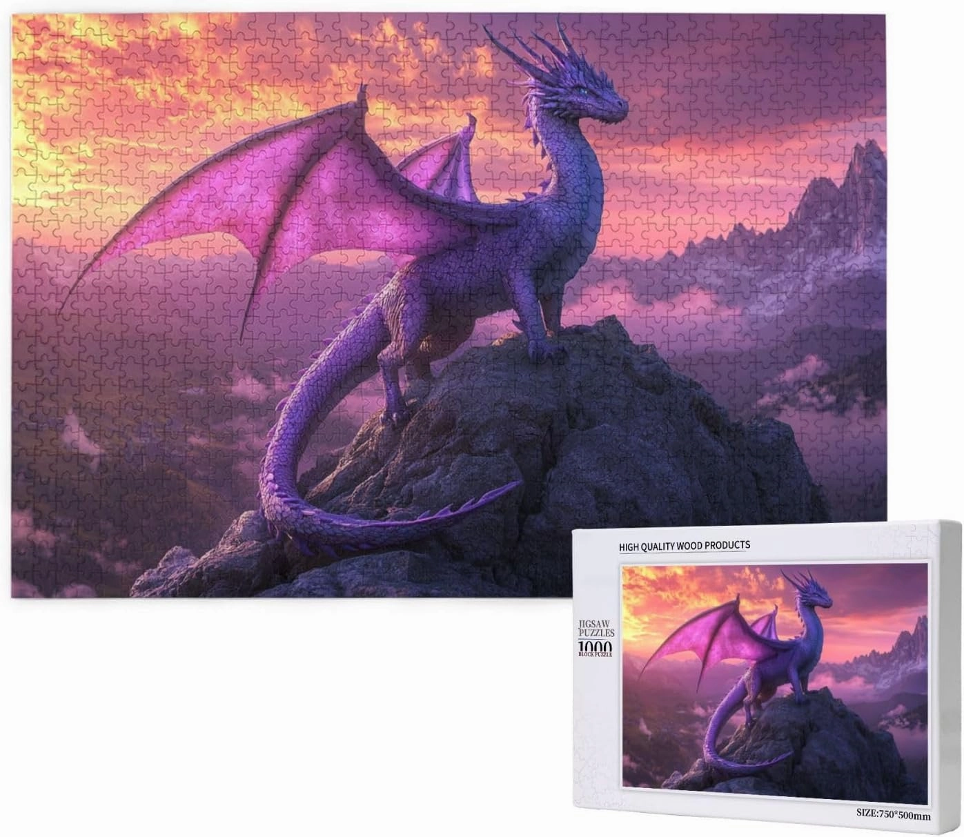 Exquisite Dragons 1000 Pieces of Adult Wooden Puzzle,Fantasy Art Animals,Alpine Scenery,Vibrant and Unique Design,Exercise Hands-On Ability and Thinking Patience,Wonderful Imagination