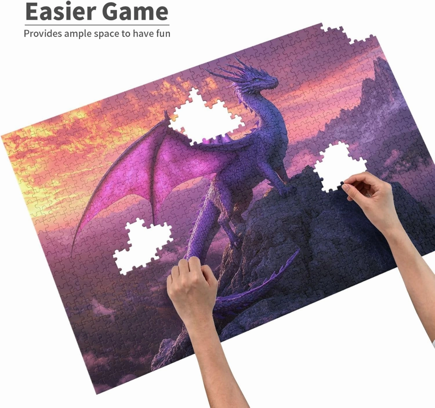 Exquisite Dragons 1000 Pieces of Adult Wooden Puzzle,Fantasy Art Animals,Alpine Scenery,Vibrant and Unique Design,Exercise Hands-On Ability and Thinking Patience,Wonderful Imagination