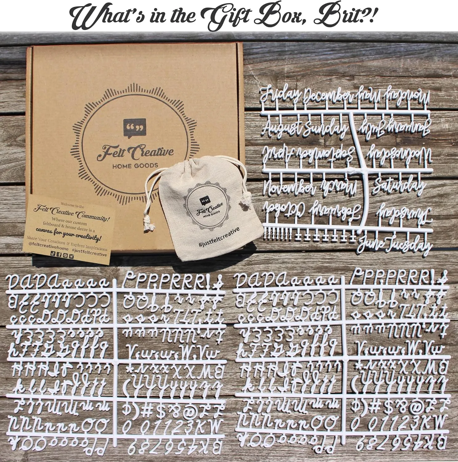 Extra Cursive Letter Set by Felt Creative Home Goods | Set of Script Alphabet Letters, Numbers, Punctuation Over 375 Pieces Extra Bold Plus Cursive Months Days - Board NOT Included