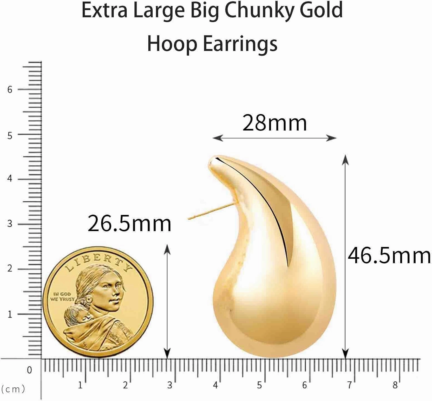 Extra Large Big Drop Earrings for Women, Oversized Chunky Gold Hoop Earrings Lightweight Hypoallergenic Gold Plated Earring Fashion Jewelry