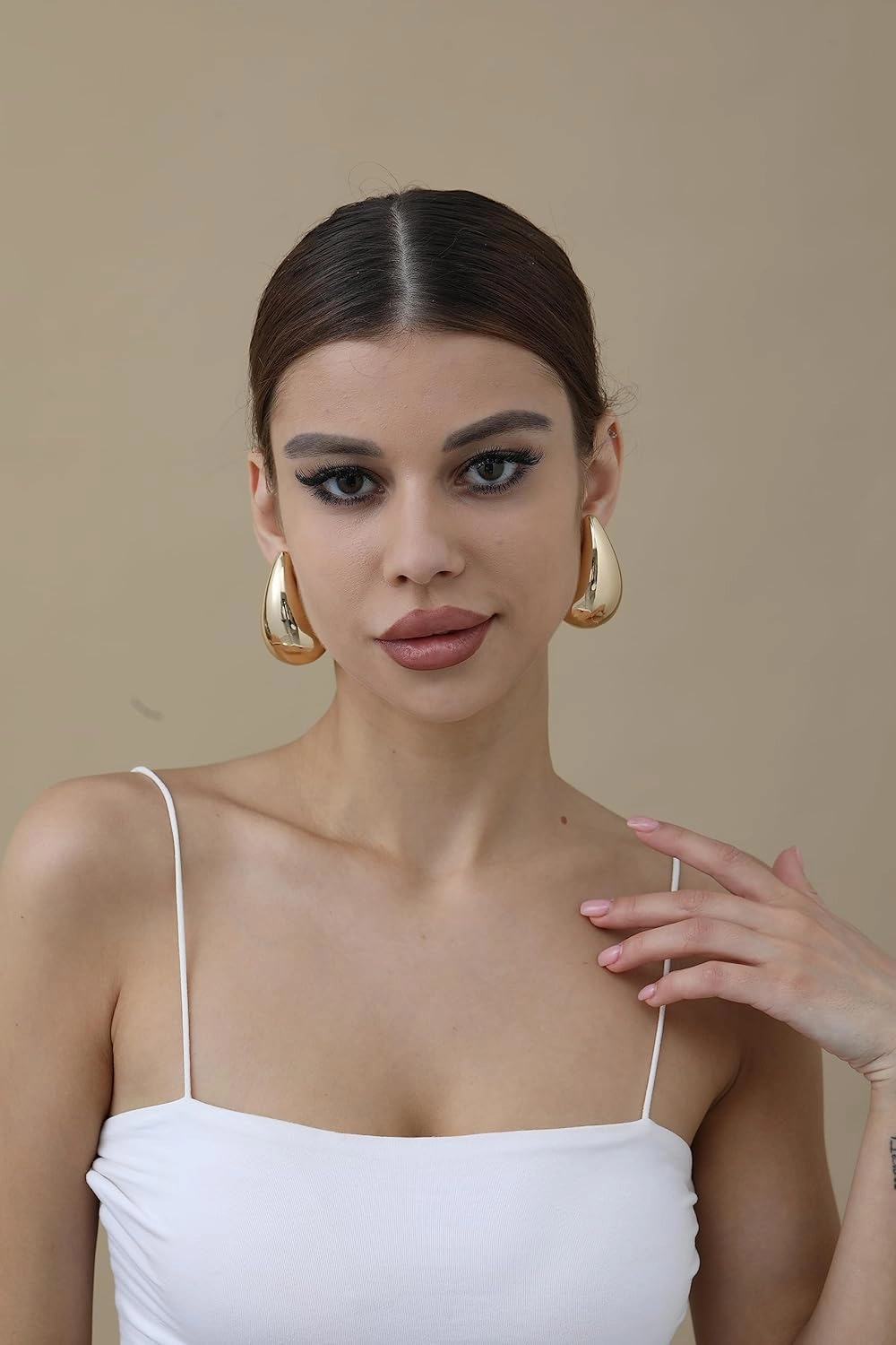 Extra Large Big Drop Earrings for Women, Oversized Chunky Gold Hoop Earrings Lightweight Hypoallergenic Gold Plated Earring Fashion Jewelry