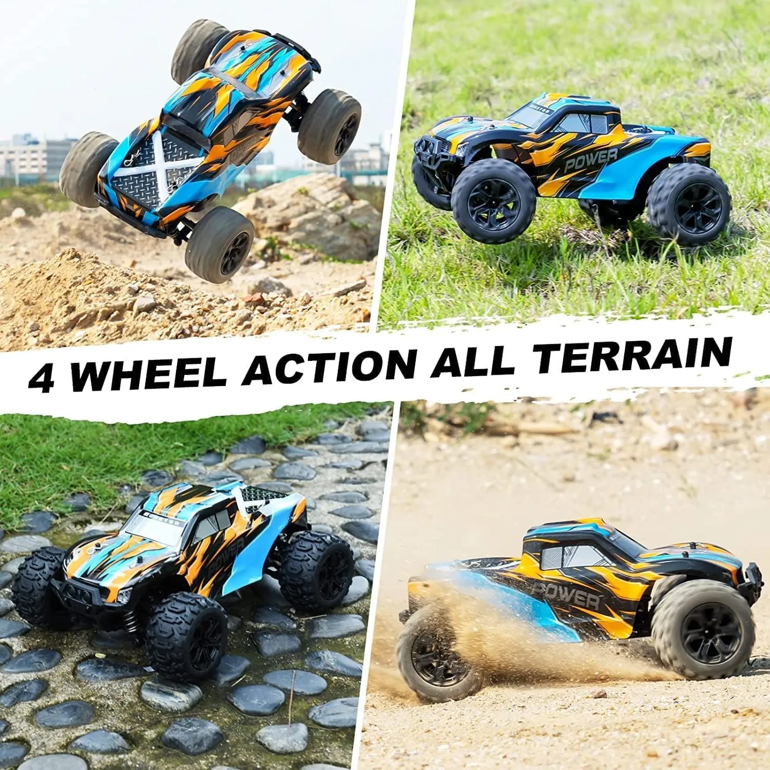 Extreme 1:18 Scale Fast RC Cars for Adults - 36 KPH High-Speed Waterproof 4WD Off-Road Truck with 2.4GHz Remote Control, 2 Rechargeable Batteries for Thrilling Adventures