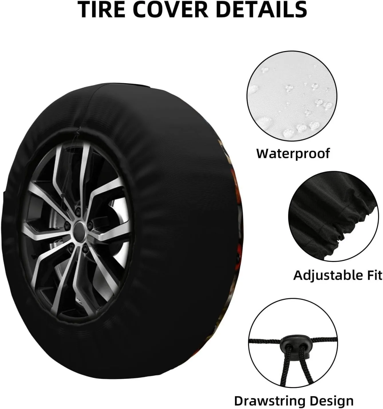 Eye Balls Car Tire Cover Waterproof Wheel Cover Sun Rain Snow Wheel Protector Travel Camper Spare Tire Covers Car Accessories Fit for Rv SUV Truck Trailer 16 inch