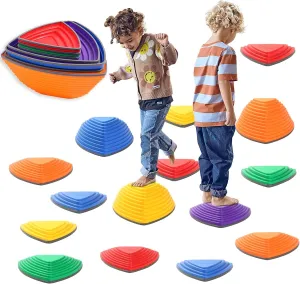 Fanboxk 15 Pcs Balance Jumping Stepping Stones for kids,Indoor or Outdoor Play Toddler Obstacle Course Promoting Coordination and Balance Game Toys for Ages 3 4 5 6 7 8  Years
