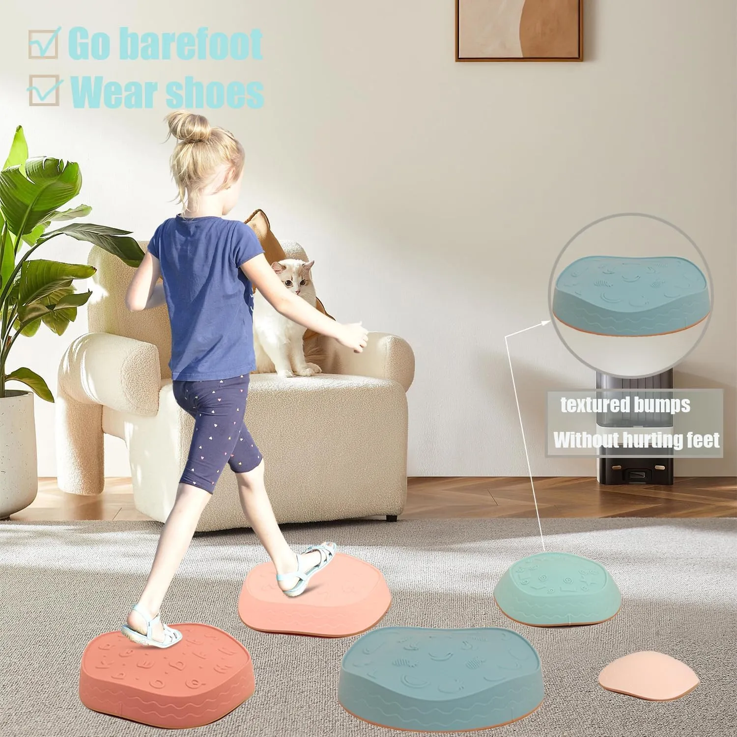 Fanboxk Non-Slip Stepping Stones for Kids,Up to 220 Ibs for Promoting Toddler's Balance Coordination Skills,Obstacle Courses Sensory Toys Outdoor or Indoor Play for Kids Age 3-8