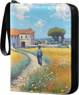 Farmland Painting Card Binder, 400 Pockets Card Holder with 50 Sleeves, Sturdy Card Holder Folders for Game Cards & Sports Cards