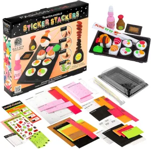 Fashion Angels Sushi Sticker Stackers, Foam Sticker Stacking Set with 3D Modeling, Includes Play & Pretend Food Stackable Stickers, Craft Activity Kit for Kids
