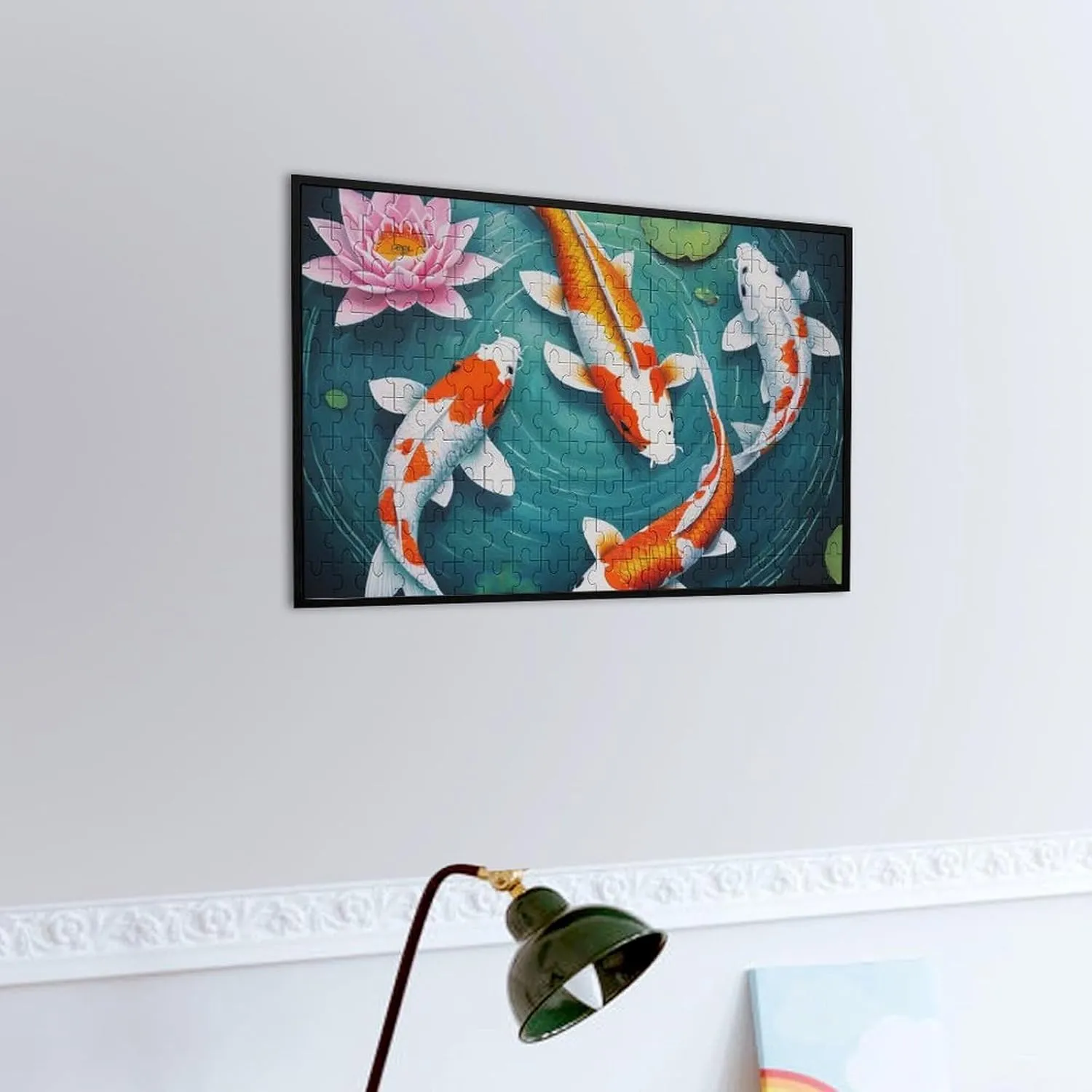 Fashion Wooden Puzzle for Adults, Awesome Japanese Koifish Fish Art 200 Piece Puzzles, Family Game, 13.9×9.8 Inches