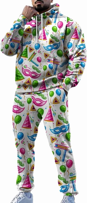 Fashion Carnival Sets for Mens Casual 3D Printed Long Sleeve Hoodies Sweatpants Outdoor Holiday Active Clothes 2025