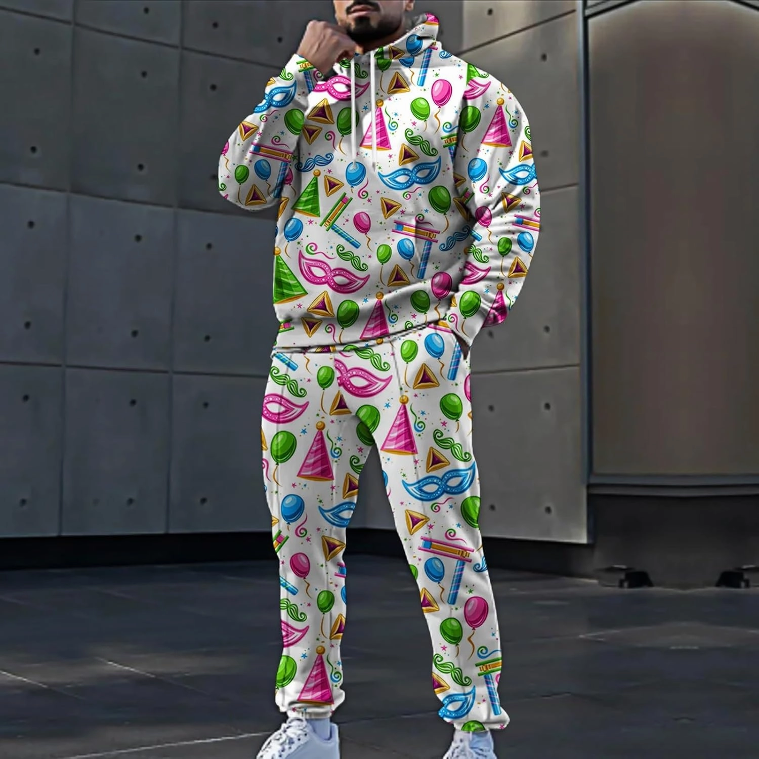 Fashion Carnival Sets for Mens Casual 3D Printed Long Sleeve Hoodies Sweatpants Outdoor Holiday Active Clothes 2025
