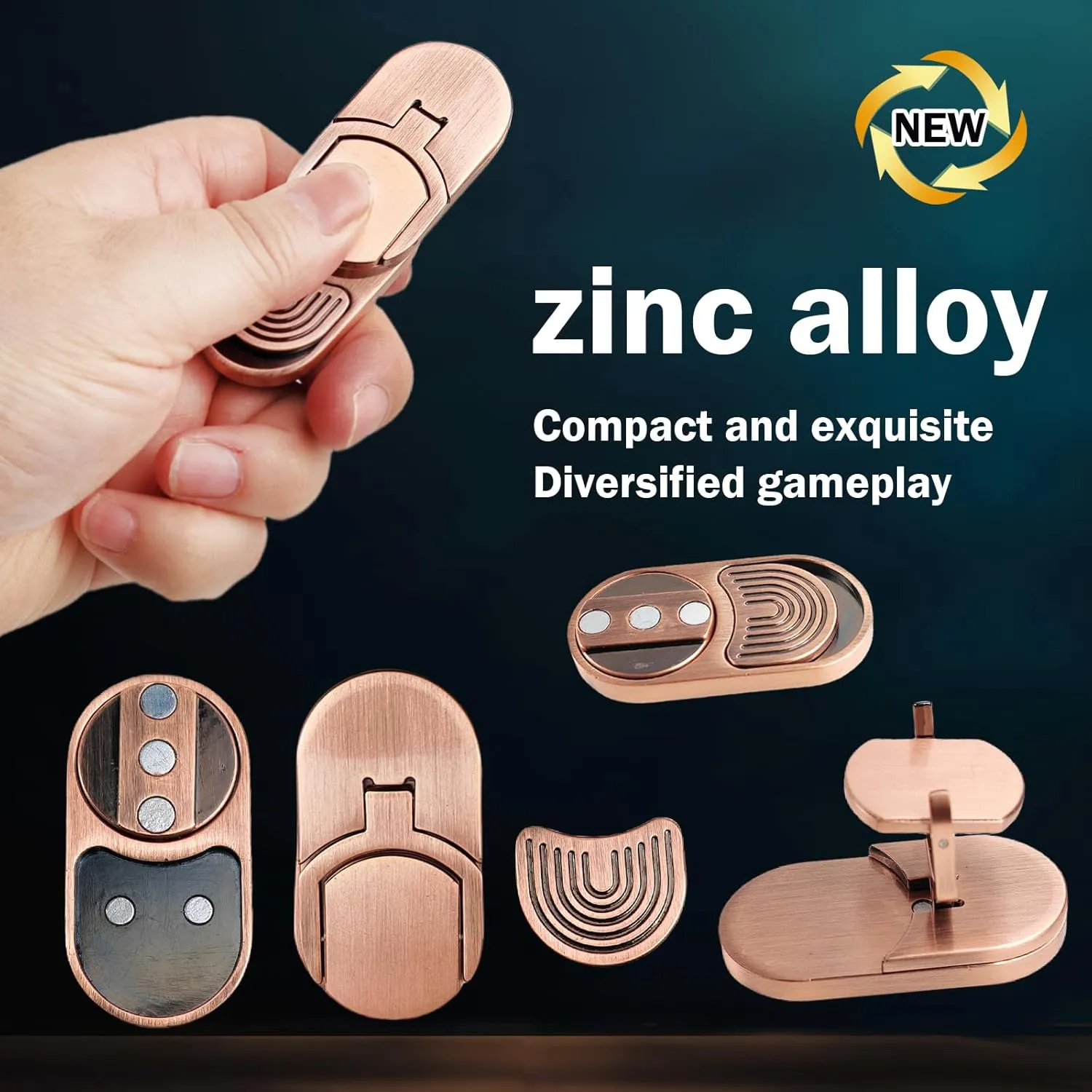 Fidget Adults Toy for ADHD，Magnetic Metal Fidget Toy for Desk，Cool EDC Magnets Slider Stress Relief Toy for Office，Anxiety Relief Haptic Multiple Ways Play Finger Push Spin Coins Decompression Toys