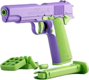 Fidget Toys for Teens and Adults, 3D Printed Small Pistol Toys, Stress Relief for Teens and Adults, Best Gift for Friends, Teens and Adults. (Green and Purple)