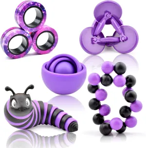 Fidget Toys Kids Pack, Autism Sensory Toys Set for Adults, Fidget Spinner Slug Magnetic Rings, Cool Gadget for Men Boys Teens ADHD Stress Relief Desk Toy Easter Basket Stuffers Gift Idea