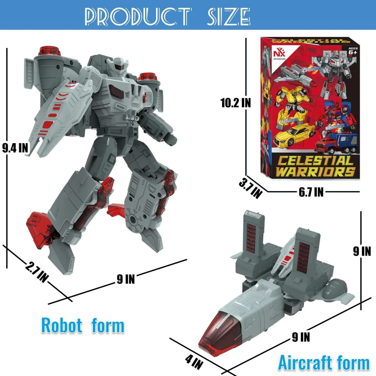 Fighter Plane Transforming into a Giant Robot Toy with Action Figure, Deformation Robot for Boys and Girls Ages 6-10.
