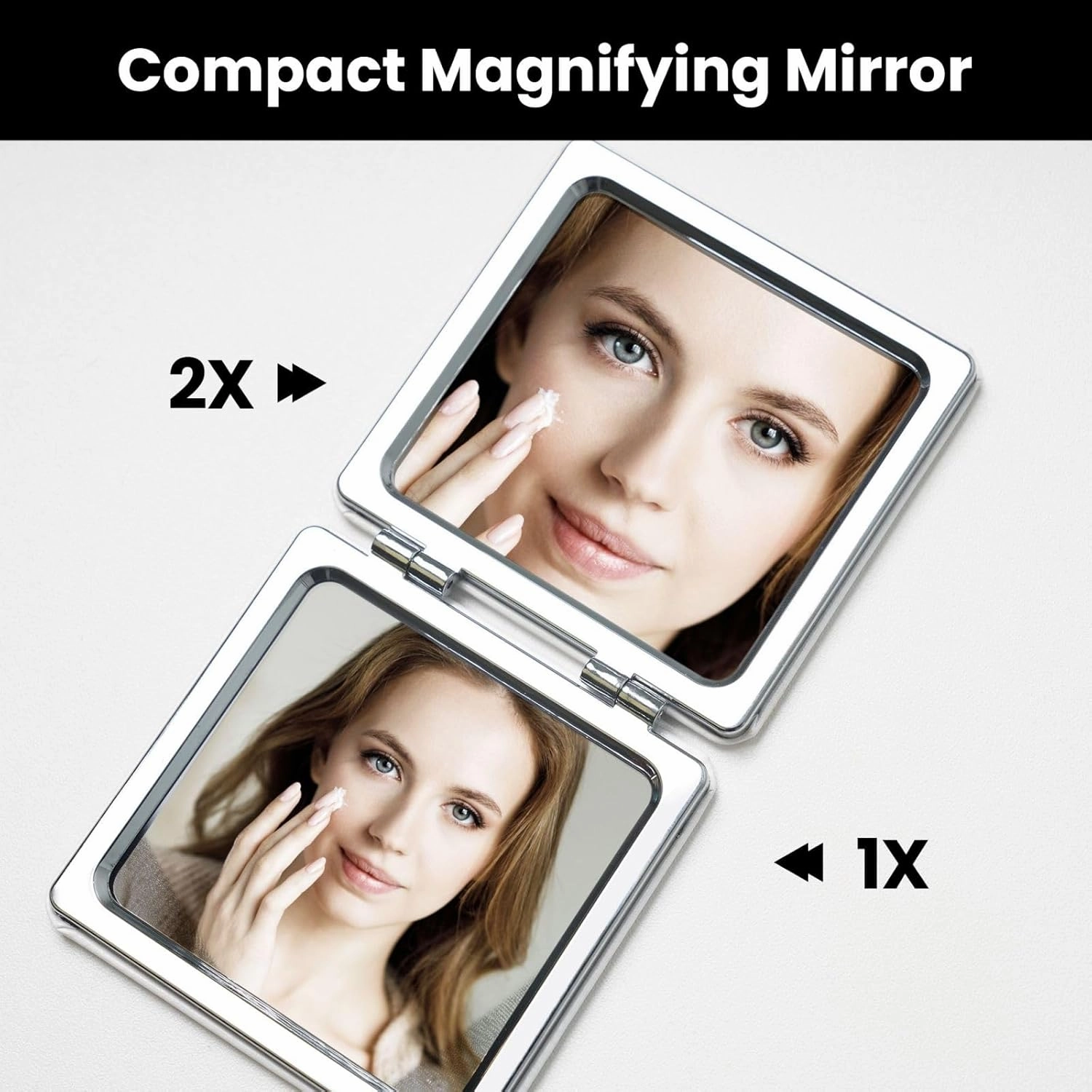 Fireflies and Lantern Printed Square Pocket Makeup Mirror with 1X/2X Magnification, Portable Mini Travel Makeup Mirror for Travel Daily Work Beauty
