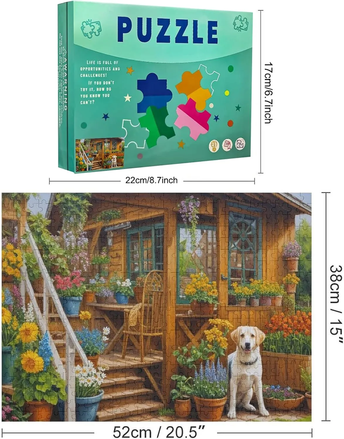 Fisherman and Dog in Fishing Boat at Sunset River Puzzle 520 Pieces Wooden Jigsaw Puzzles for Family Games Suitable for Teenagers and Adults Gift for Women Men 20.5x15 Inch