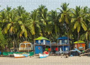 Fishing Boats Palolem Beach Goa India Jigsaw Puzzles for Adults 500 Piece Wooden Youth Childre Family Challenging Puzzle Floor Props Funny Game Toy Home Decor Best Gifts
