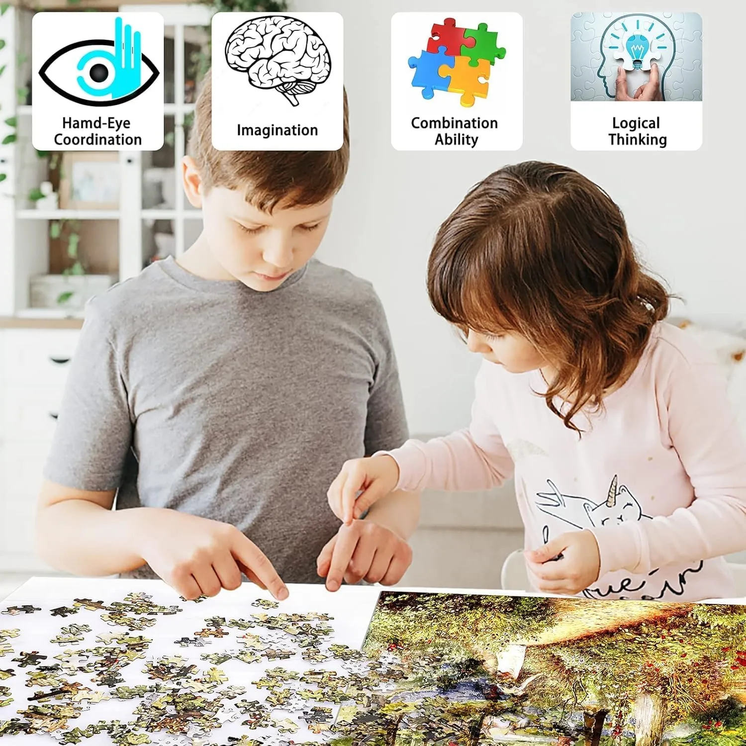 Fishing in River Art Series Adult Jigsaw Puzzle Game Props Stress Relief Toys Positive Thinking Party Entertainment Game Wooden Puzzle 1000 Pieces