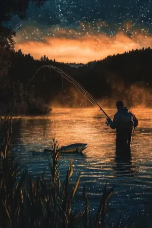 Fishing in River Art Series Adult Jigsaw Puzzle Game Props Stress Relief Toys Positive Thinking Party Entertainment Game Wooden Puzzle 1000 Pieces