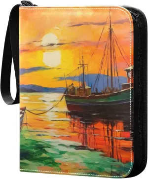 Fishing Painting Card Binder, 400 Pockets Card Holder with 50 Sleeves, Sturdy Card Holder Folders for Game Cards & Sports Cards