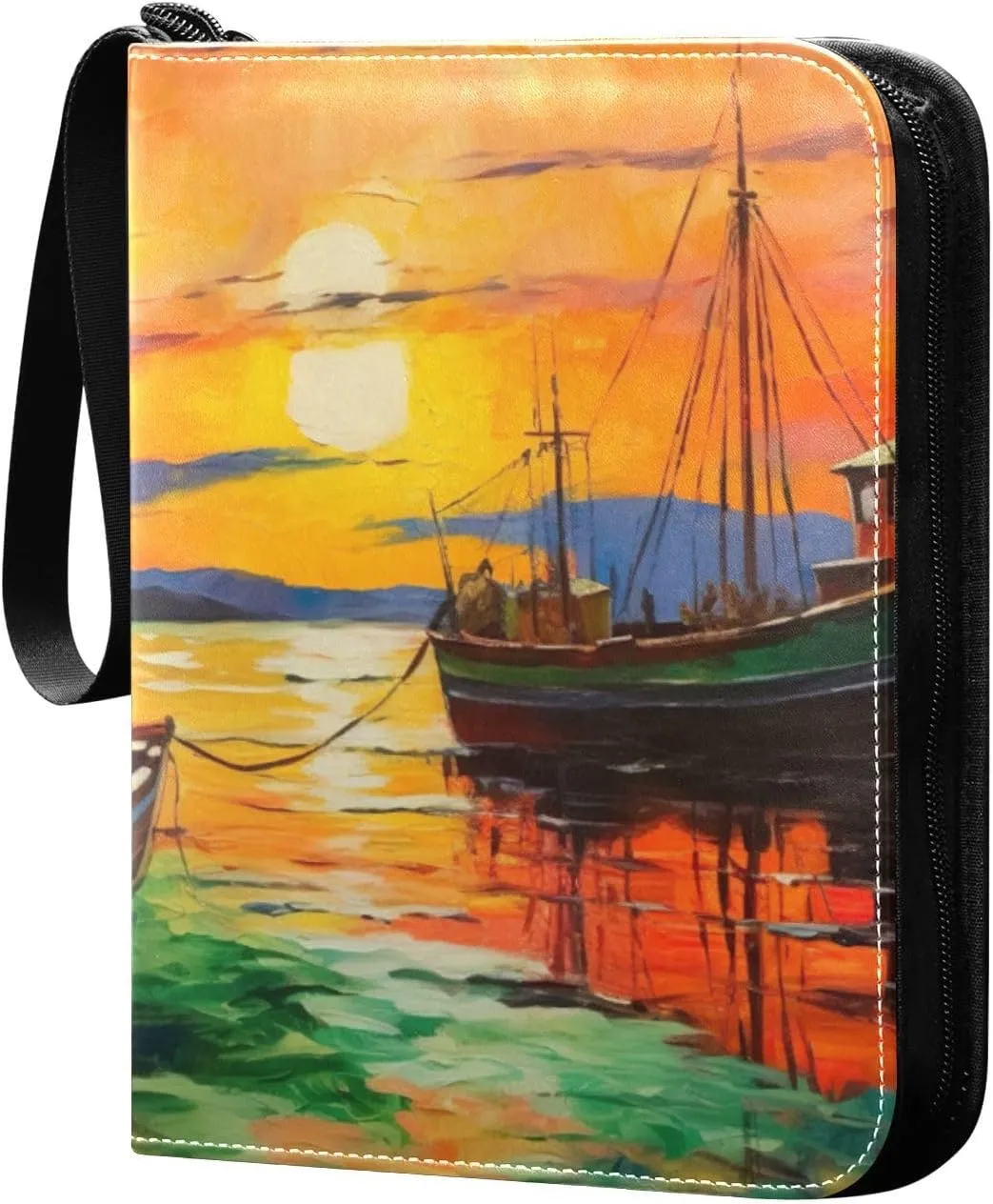 Fishing Painting Card Binder, 400 Pockets Card Holder with 50 Sleeves, Sturdy Card Holder Folders for Game Cards & Sports Cards