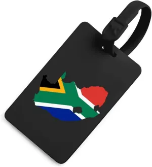 Flag Map of South Africa Cute Luggage Tag Identify Name ID Card Holder Labels for Women Men Travel Suitcase Bag
