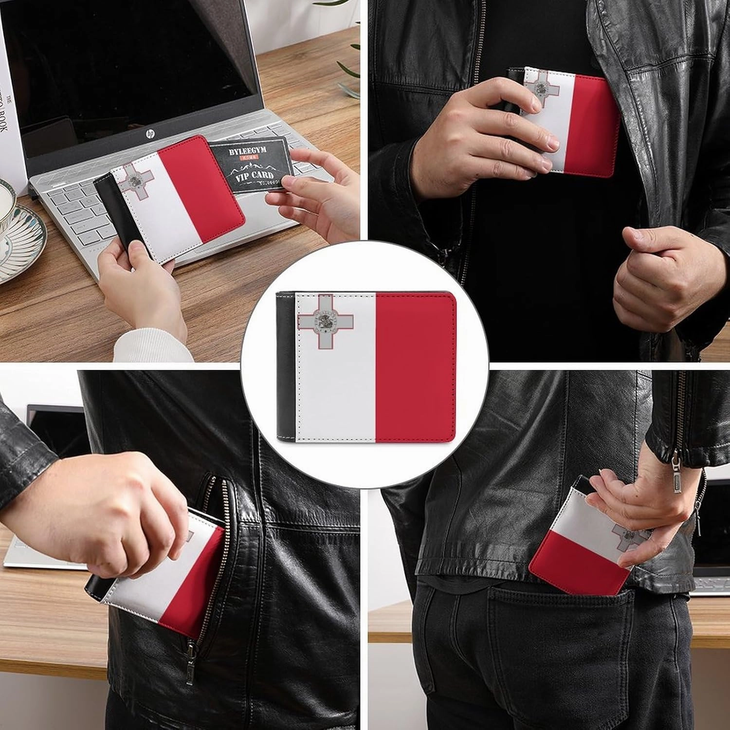 Flag of Malta Mens Short Wallet，coin Wallet, Card Bag, Certificate Storage Bag