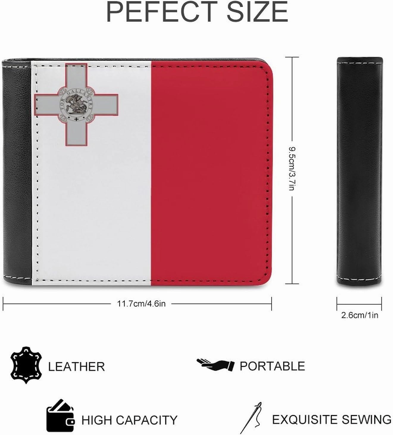 Flag of Malta Mens Short Wallet，coin Wallet, Card Bag, Certificate Storage Bag