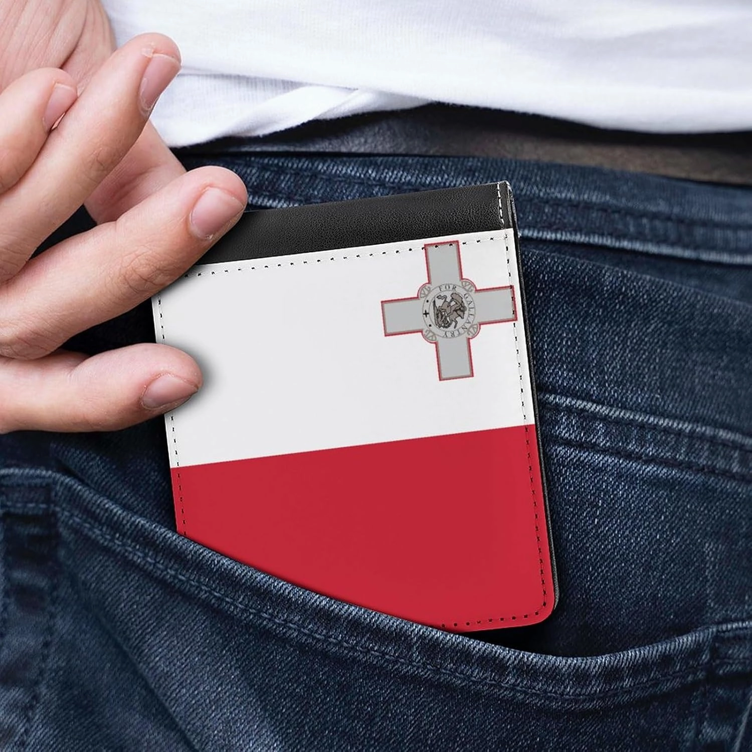 Flag of Malta Mens Short Wallet，coin Wallet, Card Bag, Certificate Storage Bag