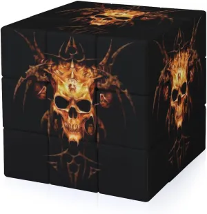 Flame Heavy Metal Skull Full Printing 3x3 Fidget Cube Stress Relief Magic Speed Cube for Adults