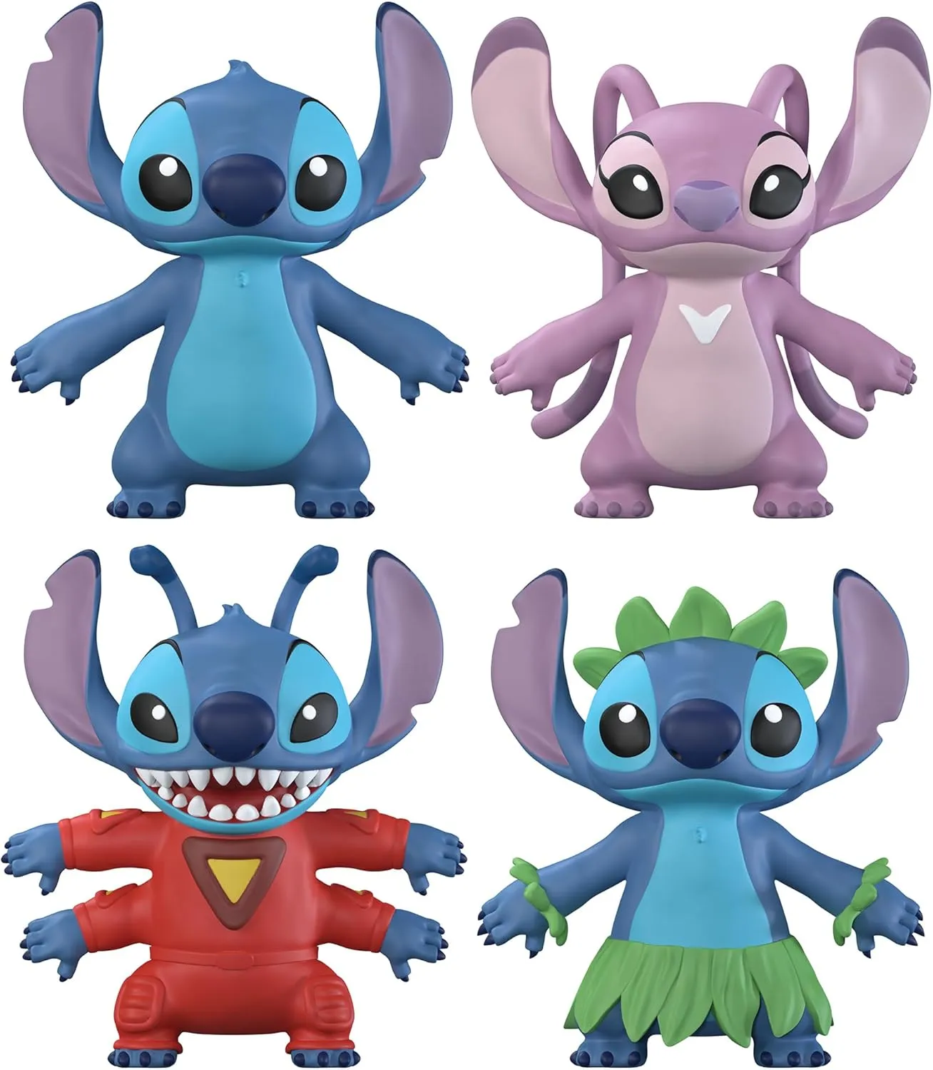FleXfigs: Lilo & Stictch - 4 Character Pack - Disney Articulated Action Figures, Flex It - Pose It!, Collectible Toy Miniatures, Licensed, Kids Age 3 