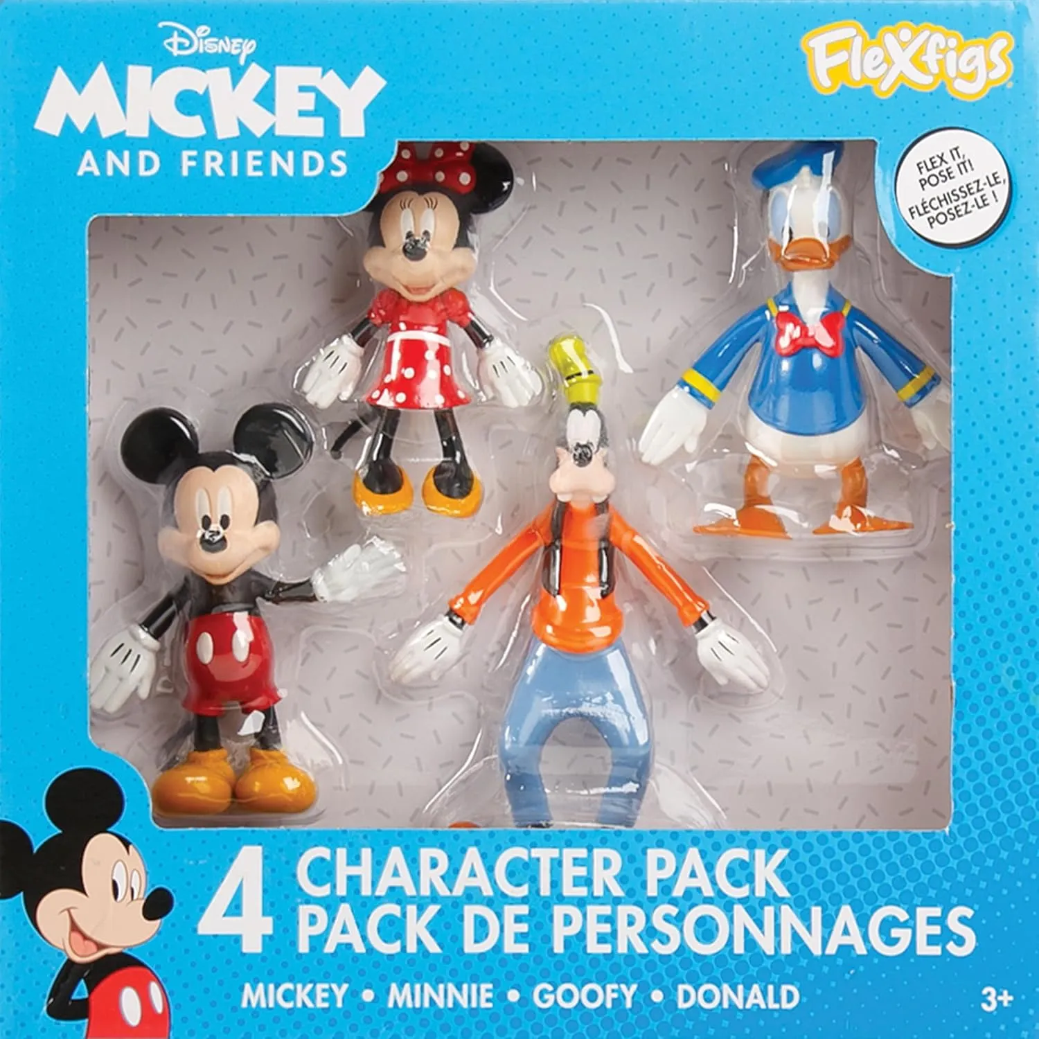 FleXfigs: Mickey Mouse - 4 Character Pack - Disney Articulated Action Figures, Flex It - Pose It!, Collectible Toy Miniatures, Licensed, Kids Ages 3 