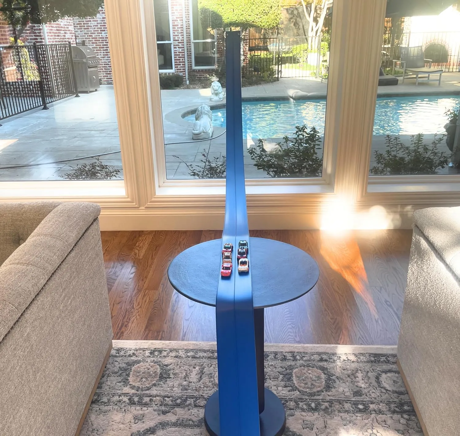 FlexTrack 5000 Blue Track for Toy Cars Flexible Race Track for Kids with Suction Cups Compatible with Hot Wheels Matchbox and Diecast 1/64th Car 15 Feet Long Rolls Up Portable Racetrack