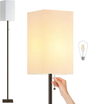 Floor Lamp for Living Room, Modern Standing Lamp Tall Lamp with Linen Shade, Simple Design Floor Lamp for Bedroom, Office, Kids Room, Reading Room, Working, Brown