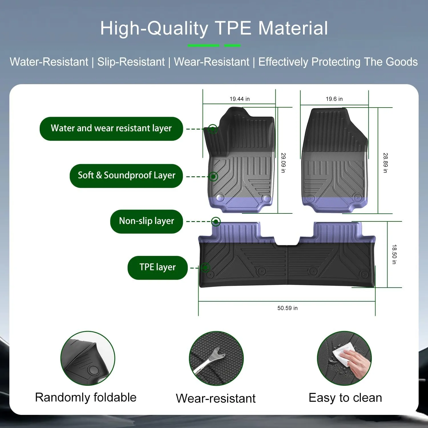 Floor Mat Cargo Mat Compatible with 2025 Chevy Equinox GMC Terrain (Not for EV) TPE Cargo Liner Trunk Liner Backrest Protection Replacement for 2025 Chevy Equinox Accessories