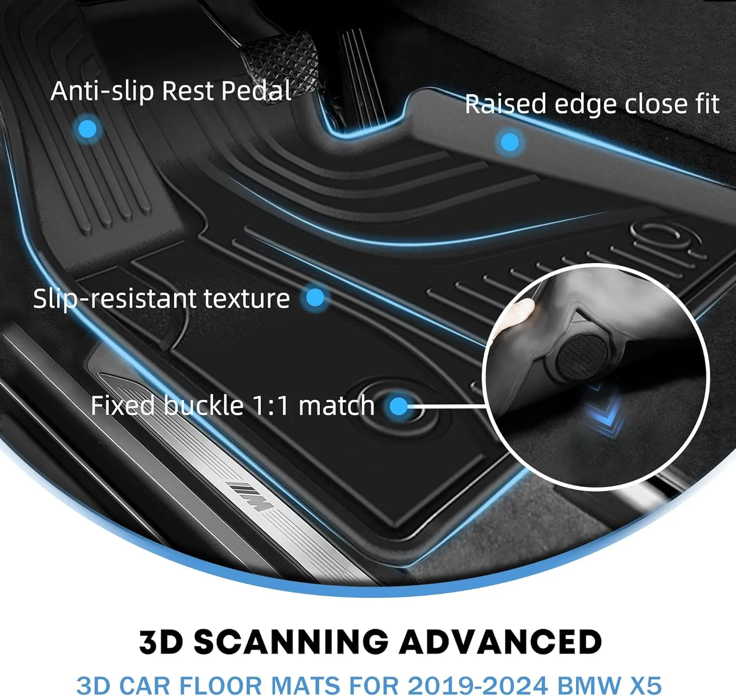 Floor Mats & Cargo Liner compatible with BMW X5 2026 2025 2024-2019 ONLY 5 Seats (Non 45e/50e & 7-Seats Models) | All Weather TPE Floor Mats for 2019-2025 2026 X5 G05 Accessories Anti-Slip Trunk Liner