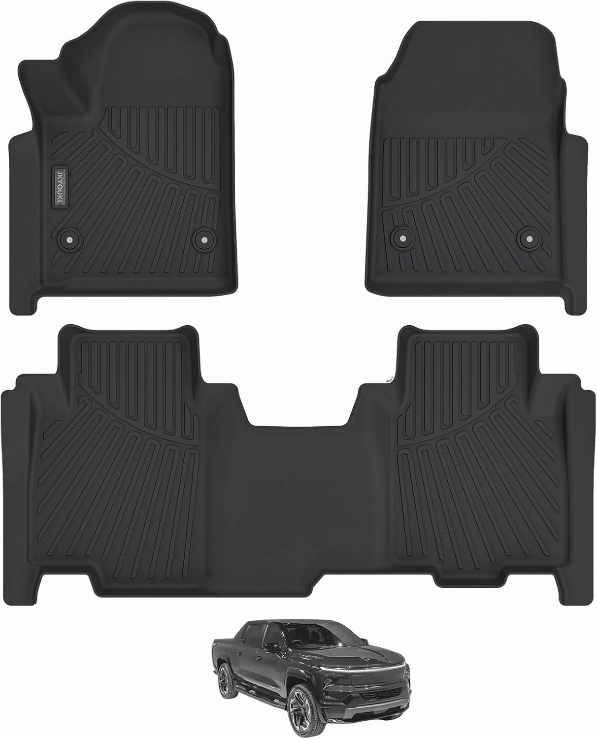 Floor Mats Compatible for 2025 silvrado EV RST All Weather 2 Row Floor Liners Accessories-Black