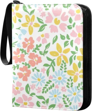 Floral Colorful Card Binders 4 Pocket Trading Card Storage 400 Cards Capacity Four Pocket Binder