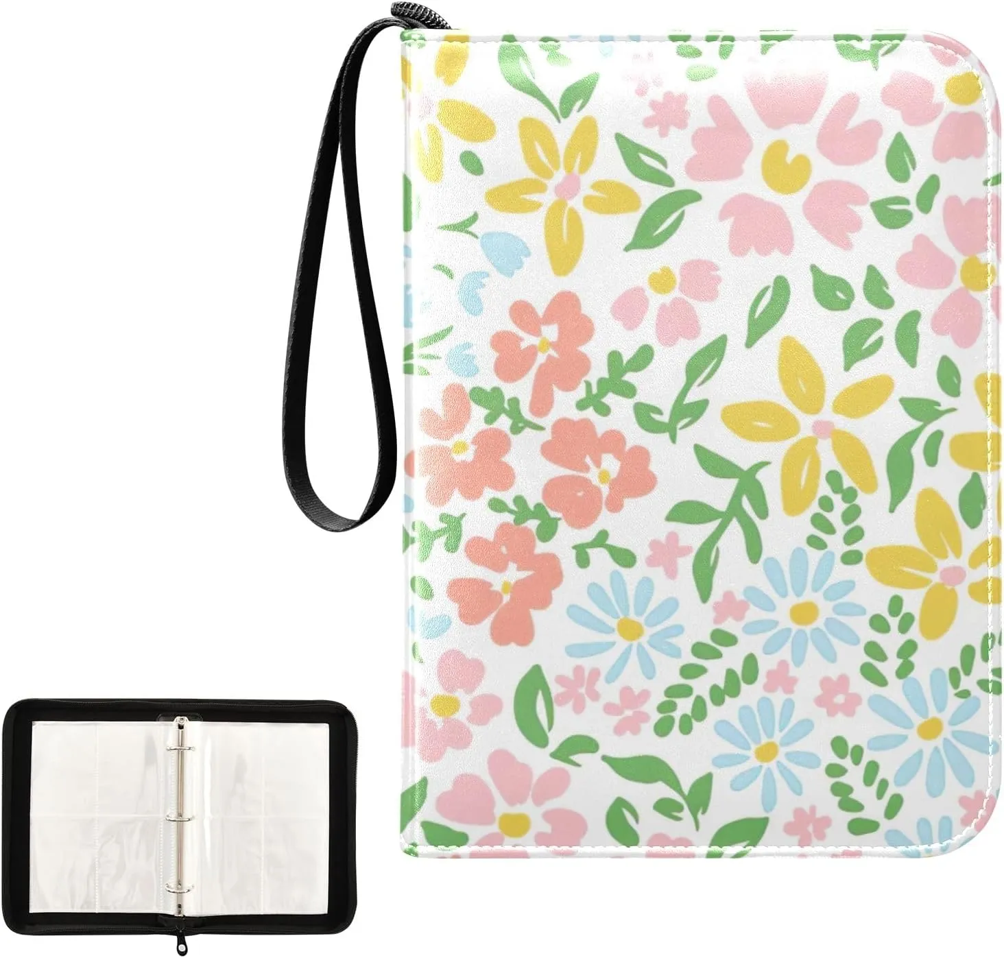 Floral Colorful Card Binders 4 Pocket Trading Card Storage 400 Cards Capacity Four Pocket Binder