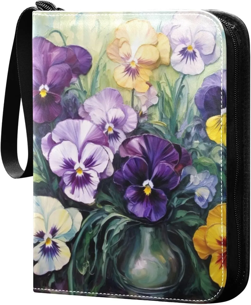 Flower Painting Card Binder, 400 Pockets Card Holder with 50 Sleeves, Sturdy Card Holder Folders for Game Cards & Sports Cards