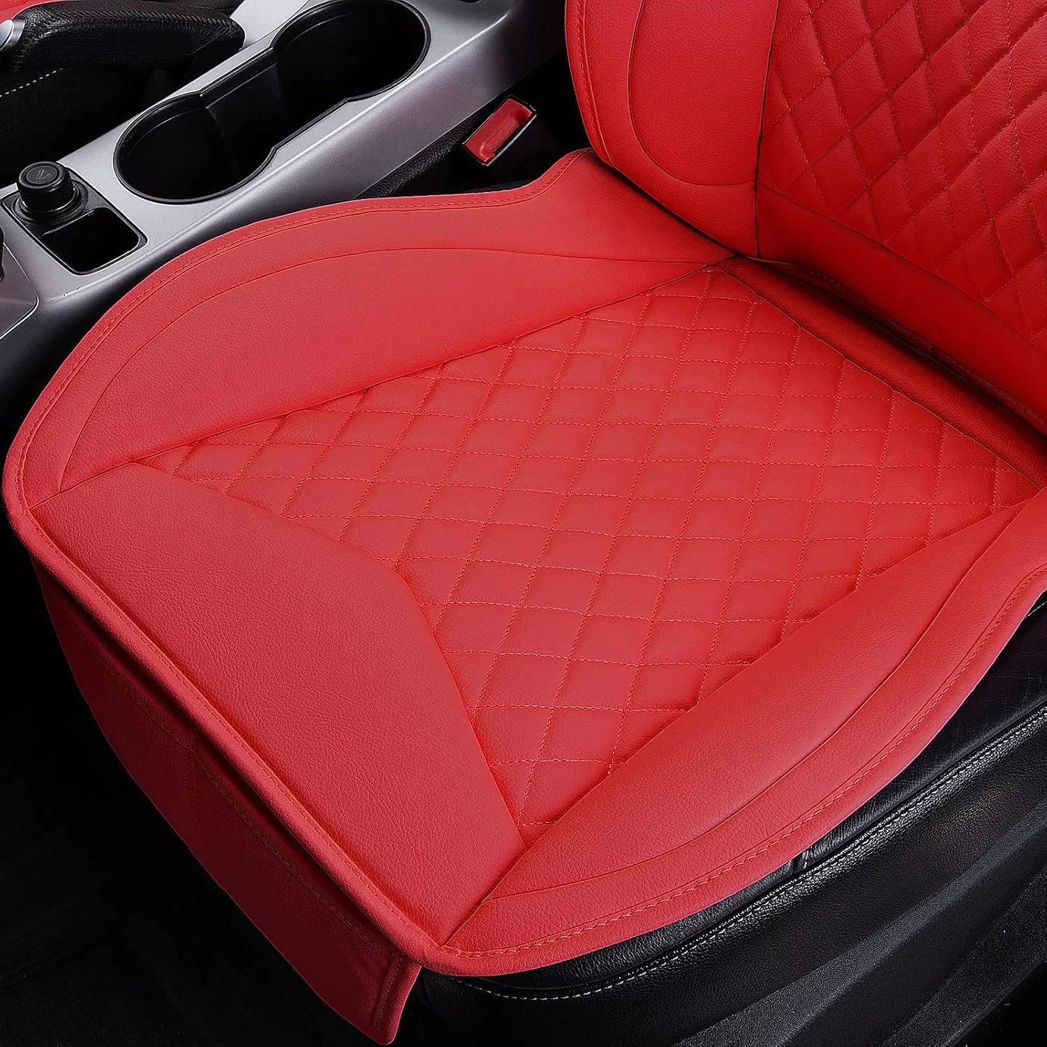 Flying Banner car seat Covers seat Cushions Luxe Fit Faux Leather Easy Installation Vehicles Non Slip Premium (Solid Red, 2 x Front Seat Cover)