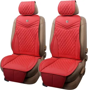 Flying Banner car seat Covers seat Cushions Luxe Fit Faux Leather Easy Installation Vehicles Non Slip Premium (Solid Red, 2 x Front Seat Cover)